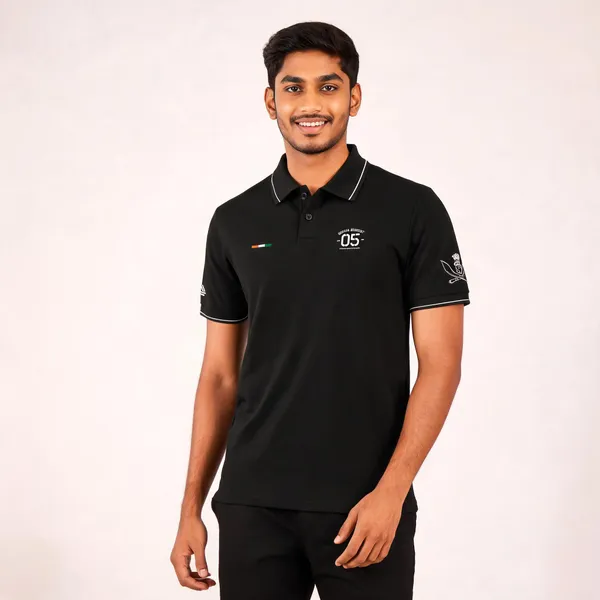 Black_Cotton_Regular_Fit_5Th_Gorkha_Regiment_Polo_T-Shirt_For_Men