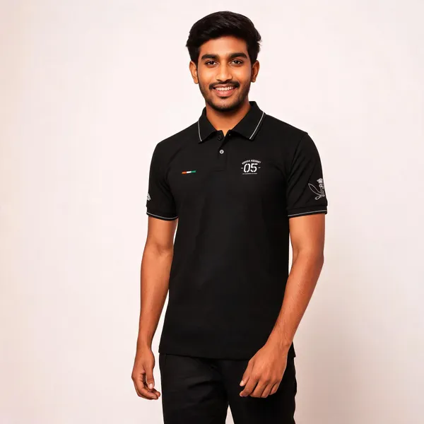 Black_Cotton_Regular_Fit_5Th_Gorkha_Regiment_Polo_T-Shirt_For_Men