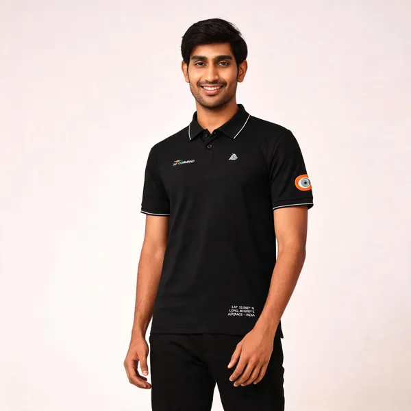Black_Cotton_Lycra_Regular_Fit_Polo_T-Shirt_For_Men