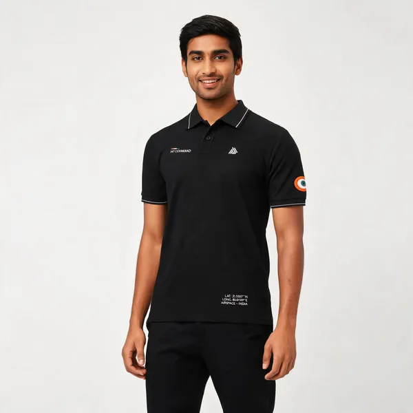 Black_Cotton_Lycra_Regular_Fit_Polo_T-Shirt_For_Men