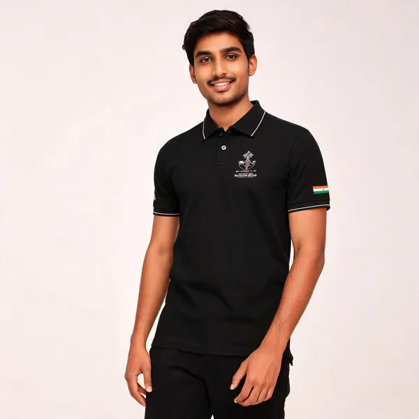Black_Cotton-Lycra_Regular_Fit_Rajputana_Rifles_Legacy_Polo_T-Shirt_For_Men