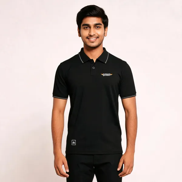 Black_Cotton_Lycra_Regular_Fit_Kumaon_Regiment_Polo_T-Shirt_For_Men