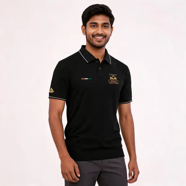 Black_Cotton_Lycra_Regular_Fit_Assam_Rifles_Polo_T-Shirt_For_Men