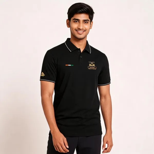 Black_Cotton_Lycra_Regular_Fit_Assam_Rifles_Polo_T-Shirt_For_Men
