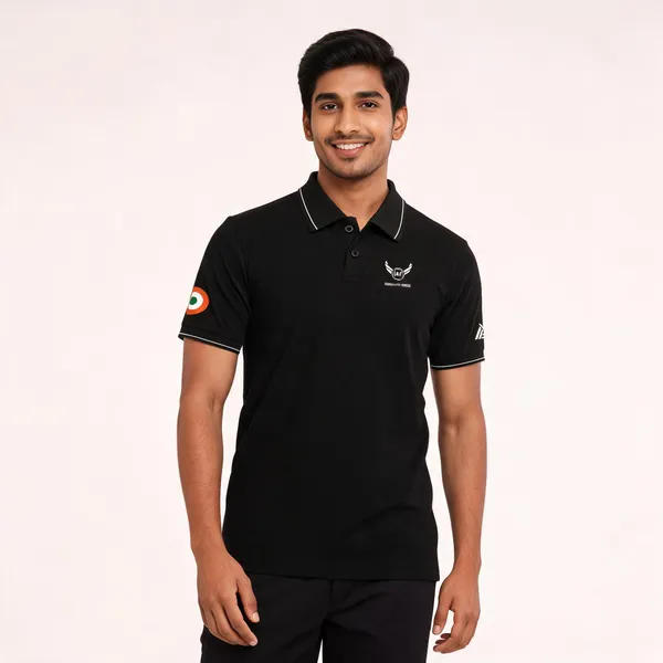 Black_Cotton_Blend_Regular_Fit_Iaf_Defender_Polo_T-Shirt_For_Men