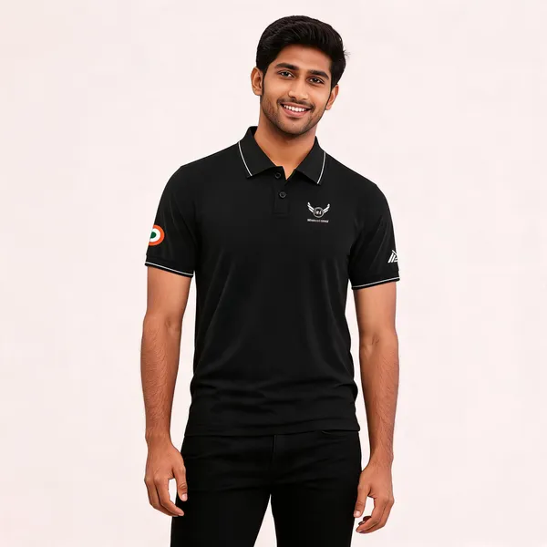 Black_Cotton_Blend_Regular_Fit_Iaf_Defender_Polo_T-Shirt_For_Men