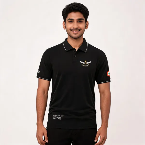 Black_Cotton_Blend_Regular_Fit_Iaf_Wings_Of_Glory_Polo_T-Shirt_For_Men
