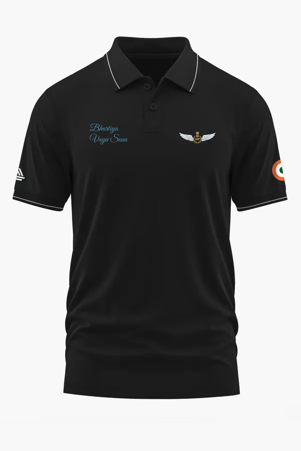 BHARTIYA_VAYU_SENA_POLO_T-SHIRT_-_Black,_XXL