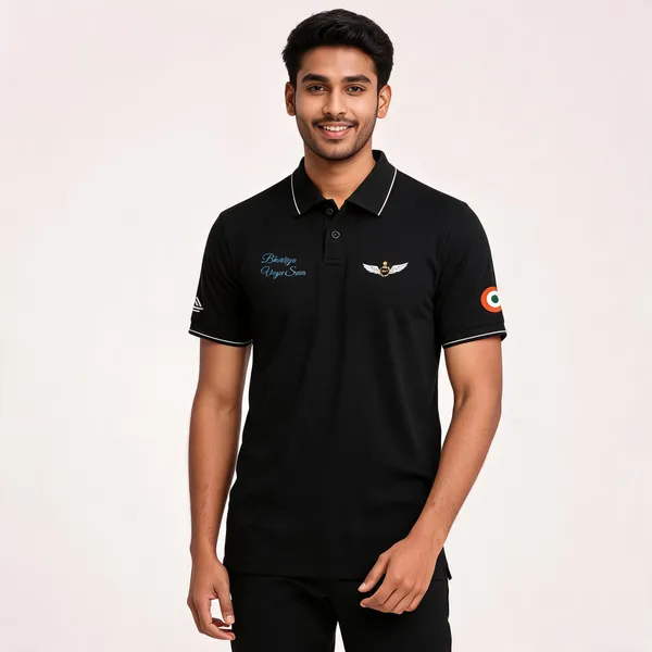 Black_Cotton_Lycra_Regular_Fit_Bhartiya_Vayu_Sena_Polo_T-Shirt_For_Men