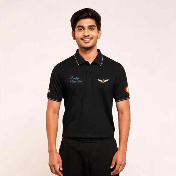 Black_Cotton_Lycra_Regular_Fit_Bhartiya_Vayu_Sena_Polo_T-Shirt_For_Men