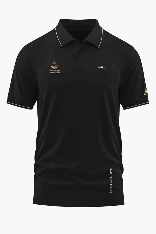 RAJPUTANA_RIFLES_POLO_T-SHIRT_-_Black,_XXL