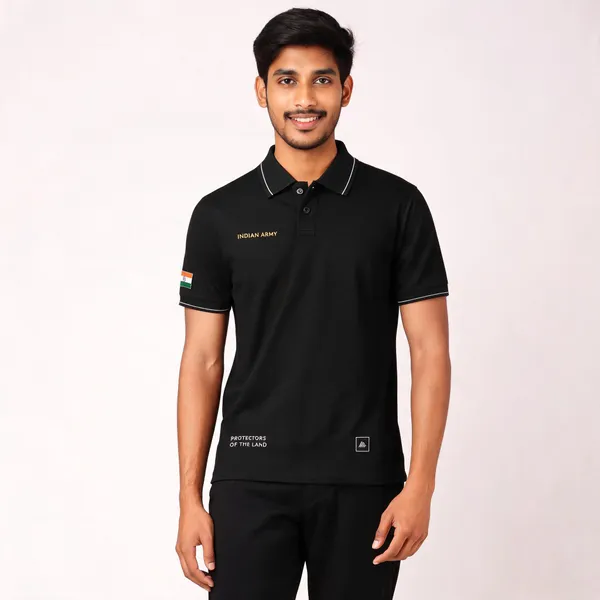 Black_Cotton_Blend_Regular_Fit_Indian_Army_Elite_Polo_T-Shirt_For_Men