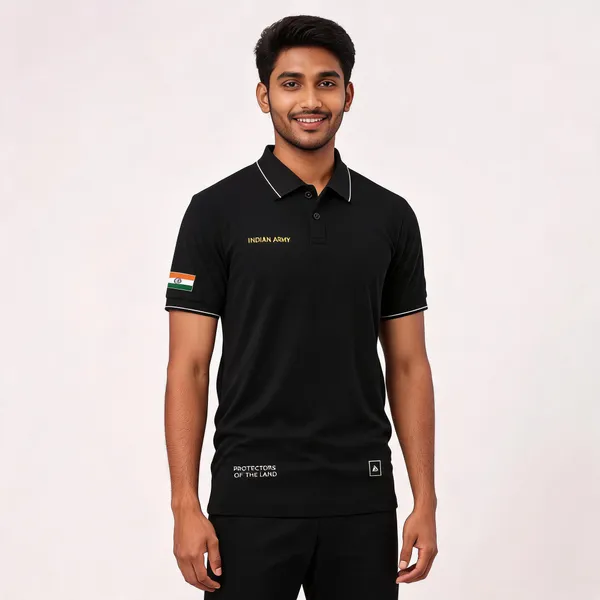 Black_Cotton_Blend_Regular_Fit_Indian_Army_Elite_Polo_T-Shirt_For_Men