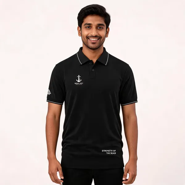 Black_Cotton_Blend_Regular_Fit_Indian_Navy_Maritime_Protectors_Polo_T-Shirt_For_Men