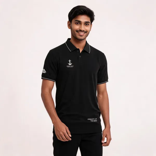 Black_Cotton_Blend_Regular_Fit_Indian_Navy_Maritime_Protectors_Polo_T-Shirt_For_Men