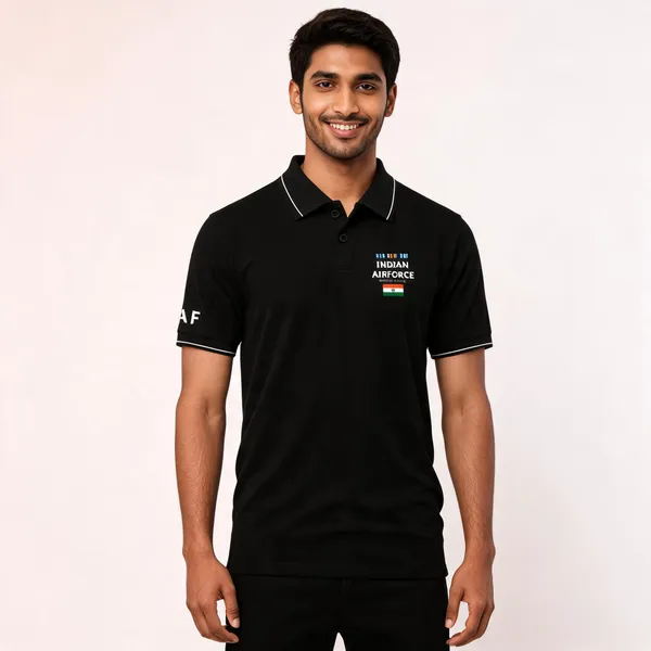 Black_Cotton_Blend_Regular_Fit_Indian_Air_Force_Honor_Badge_Polo_T-Shirt_For_Men