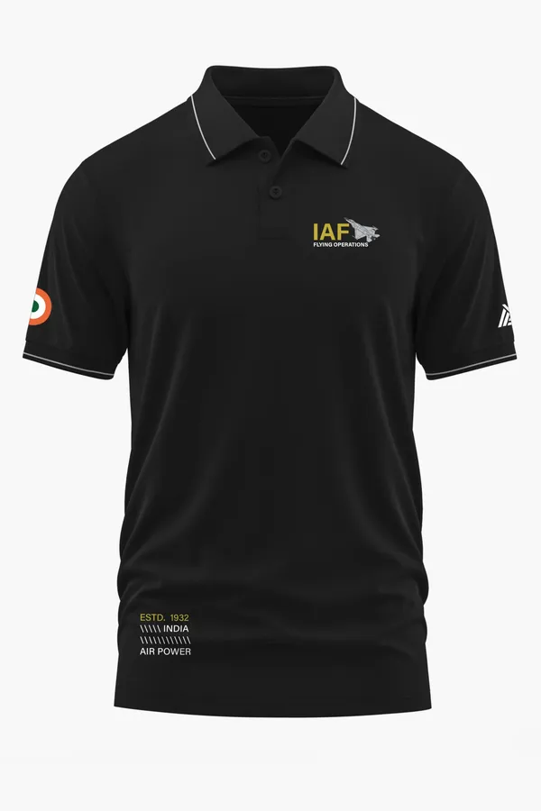 IAF_FLYING_OPERATIONS_POLO_T-SHIRT_-_Black,_XXL