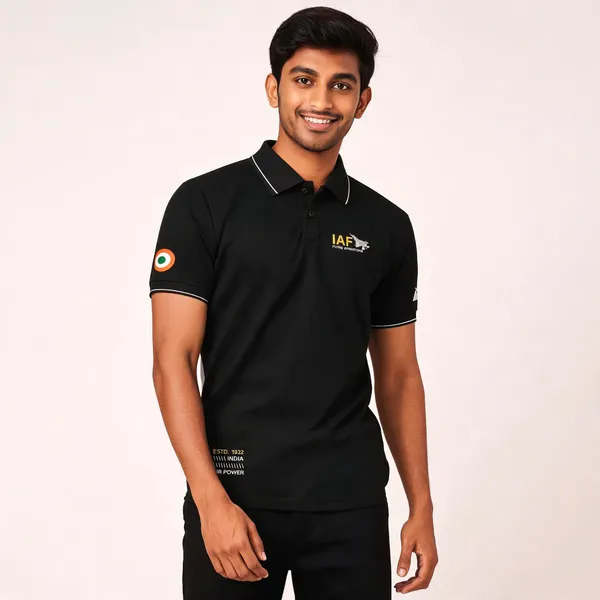 Black_Cotton_Blend_Regular_Fit_Iaf_Flying_Operations_Polo_T-Shirt_For_Men