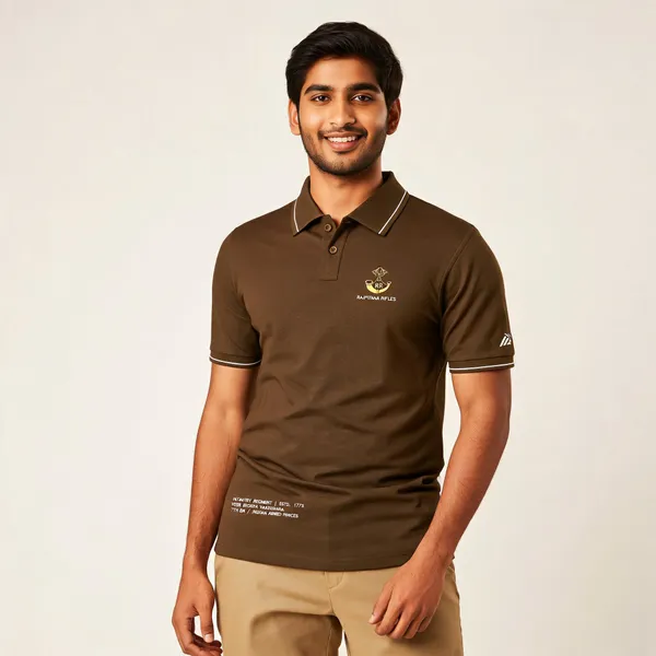 Brown_Cotton_Blend_Regular_Fit_Rajputana_Rifles_Regimental_Polo_T-Shirt_For_Men
