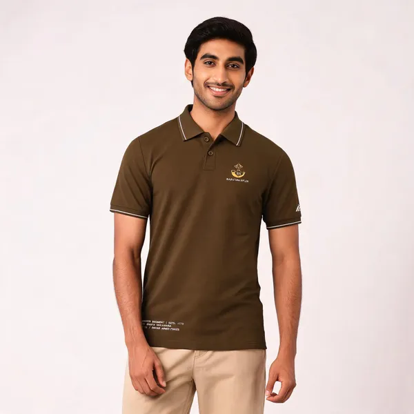Brown_Cotton_Blend_Regular_Fit_Rajputana_Rifles_Regimental_Polo_T-Shirt_For_Men