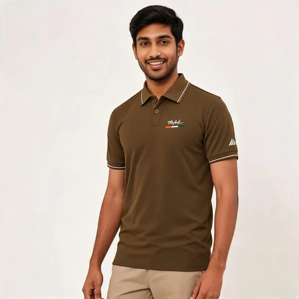 Brown_Cotton_Blend_Regular_Fit_Rafale_India_Polo_T-Shirt_For_Men