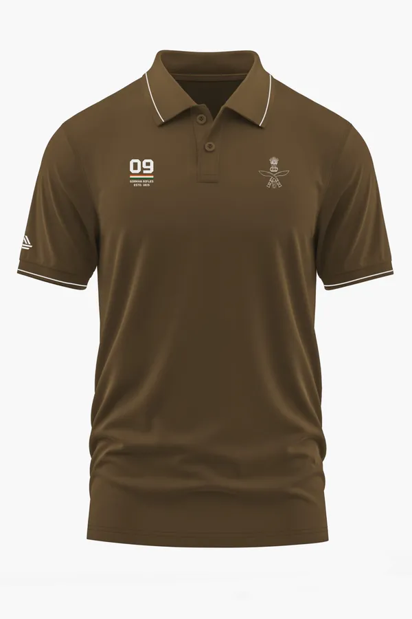 9TH_GORKHA_RIFLES_POLO_T-SHIRT_-_Brown,_XXL