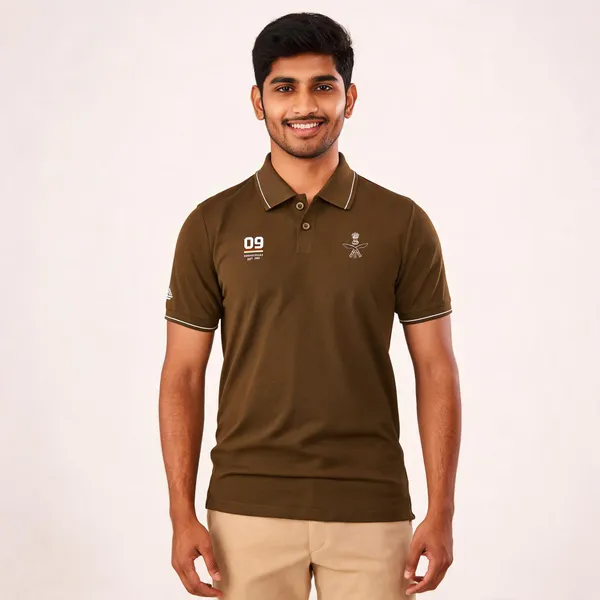 Brown_Cotton_Lycra_Regular_Fit_9Th_Gorkha_Rifles_Polo_T-Shirt_For_Men