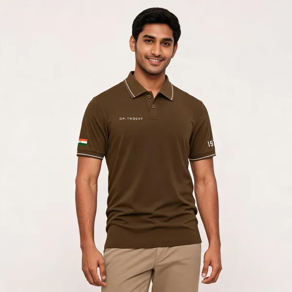 Brown_Cotton_Blend_Regular_Fit_Op_Trident_Command_Polo_T-Shirt_For_Men