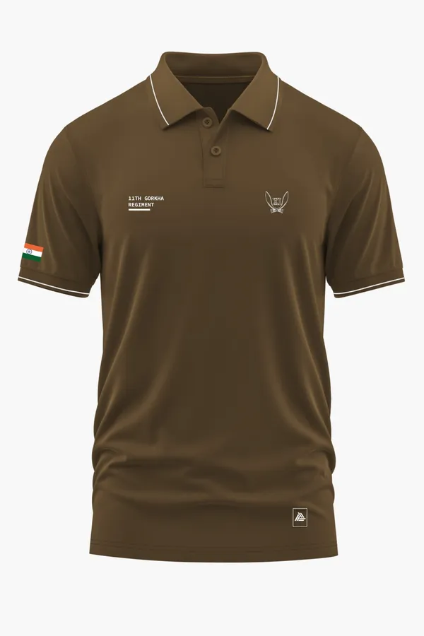 11TH_GORKHA_REGIMENT_POLO_T-SHIRT_-_Brown,_XXL
