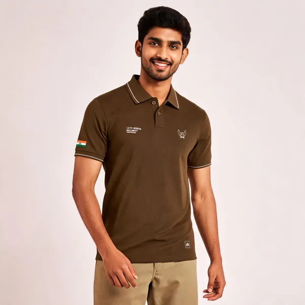 Brown_Cotton_Regular_Fit_11Th_Gorkha_Regiment_Polo_T-Shirt_For_Men