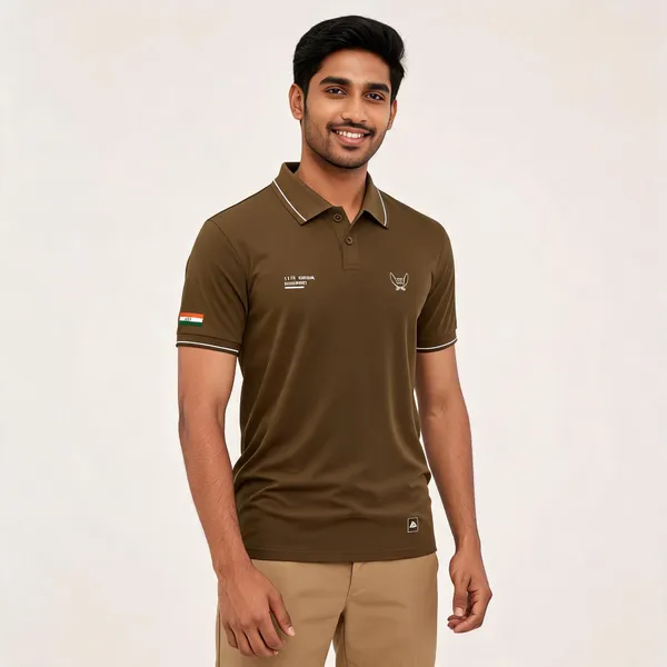 Brown_Cotton_Regular_Fit_11Th_Gorkha_Regiment_Polo_T-Shirt_For_Men