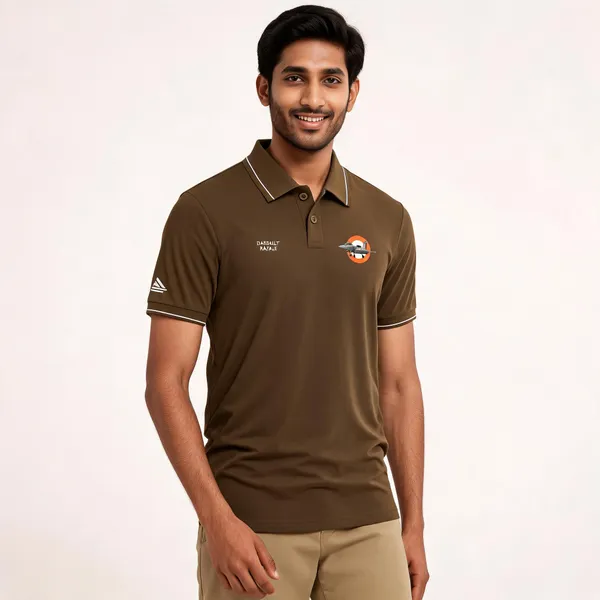 Brown_Cotton_Blend_Regular_Fit_Dassault_Rafale_Polo_T-Shirt_For_Men