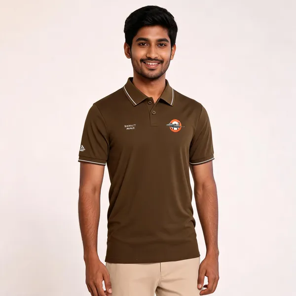 Brown_Cotton_Blend_Regular_Fit_Dassault_Rafale_Polo_T-Shirt_For_Men