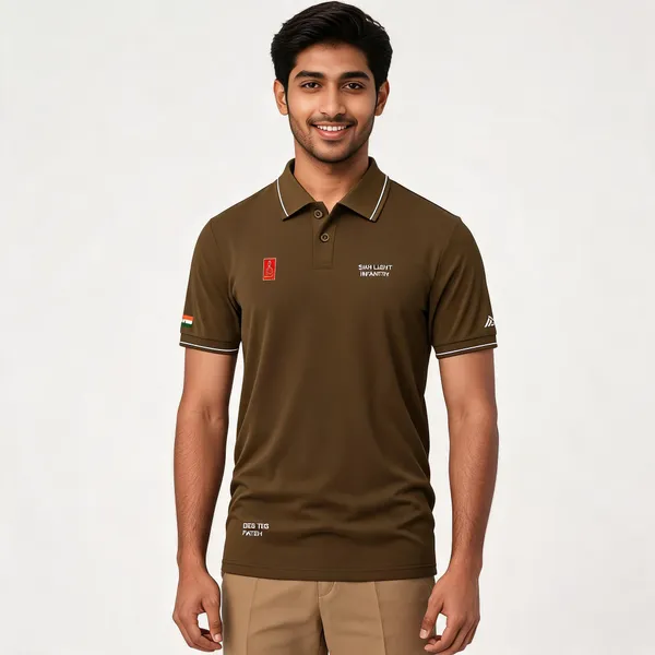 Brown_Cotton_Blend_Regular_Fit_Sikh_Light_Infantry_Polo_T-Shirt_For_Men