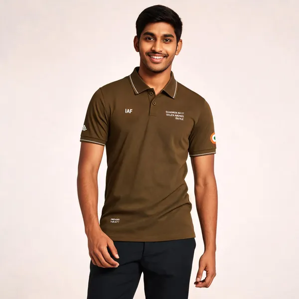 Brown_Cotton_Blend_Regular_Fit_Sqn_17_Golden_Arrows_Polo_T-Shirt_For_Men