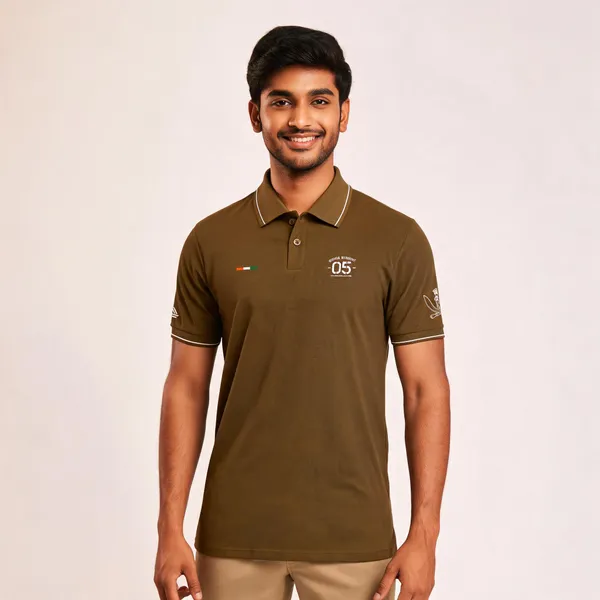 Brown_Cotton_Regular_Fit_5Th_Gorkha_Regiment_Polo_T-Shirt_For_Men