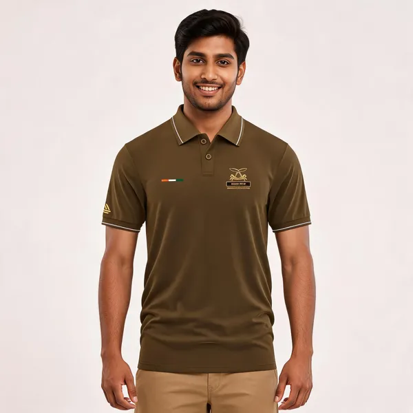 Brown_Cotton_Regular_Fit_Assam_Rifles_Polo_T-Shirt_For_Men