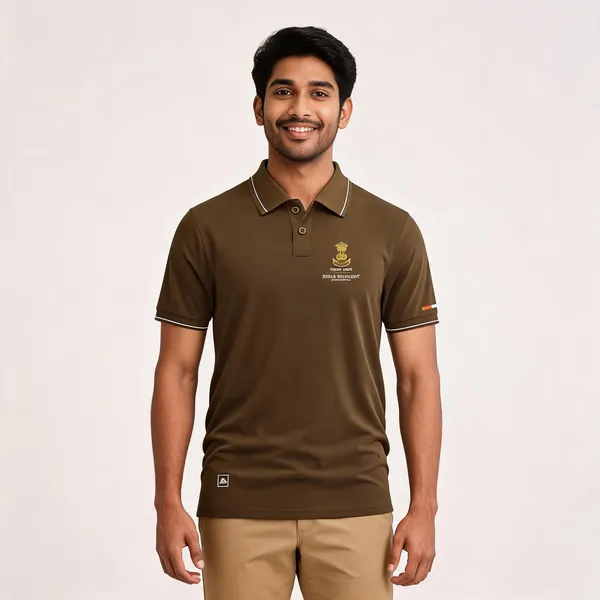 Brown_Cotton_Lycra_Regular_Fit_Bihar_Regiment_Polo_T-Shirt_For_Men
