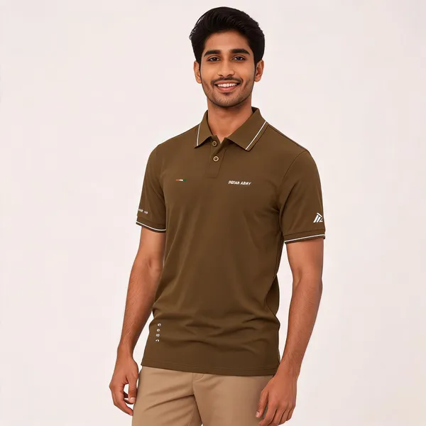 Brown_Cotton_Blend_Regular_Fit_Army_Honor_Polo_T-Shirt_For_Men