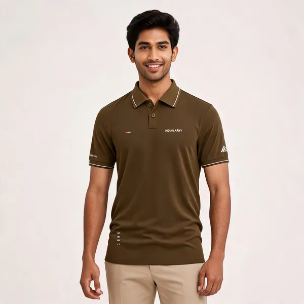 Brown_Cotton_Blend_Regular_Fit_Army_Honor_Polo_T-Shirt_For_Men