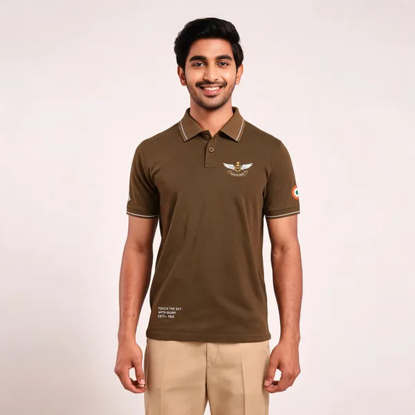 Brown_Cotton_Lycra_Regular_Fit_Iaf_Wings_Of_Glory_Polo_T-Shirt_For_Men