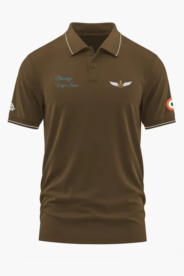 BHARTIYA_VAYU_SENA_POLO_T-SHIRT_-_Brown,_XXL