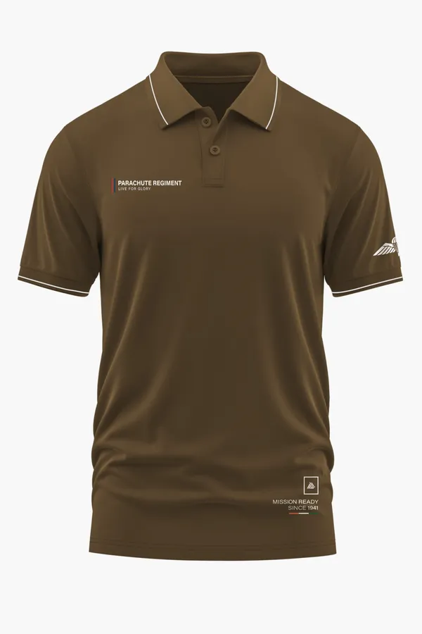 PARACHUTE_REGIMENT_LIVE_FOR_GLORY_POLO_T-SHIRT_-_Brown,_XXL