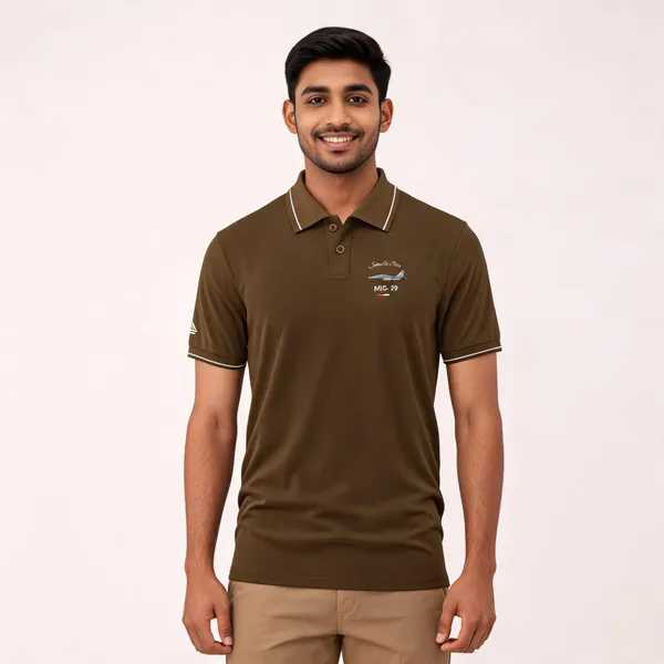 Brown_Cotton_Blend_Regular_Fit_Iaf_Mig-29_Polo_T-Shirt_For_Men