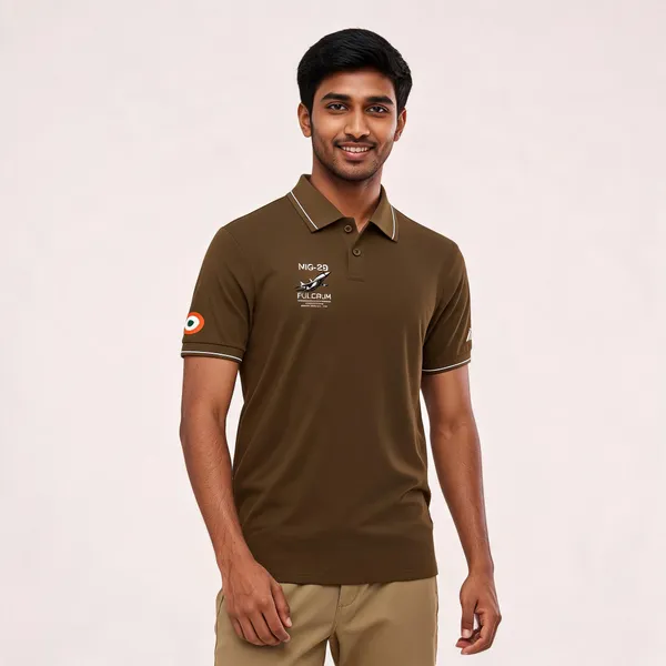 Brown_Cotton_Blend_Regular_Fit_Mig-29_Fulcrum_Polo_T-Shirt_For_Men