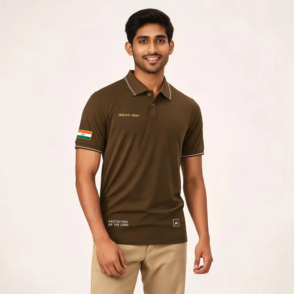 Brown_Cotton_Blend_Regular_Fit_Indian_Army_Elite_Polo_T-Shirt_For_Men