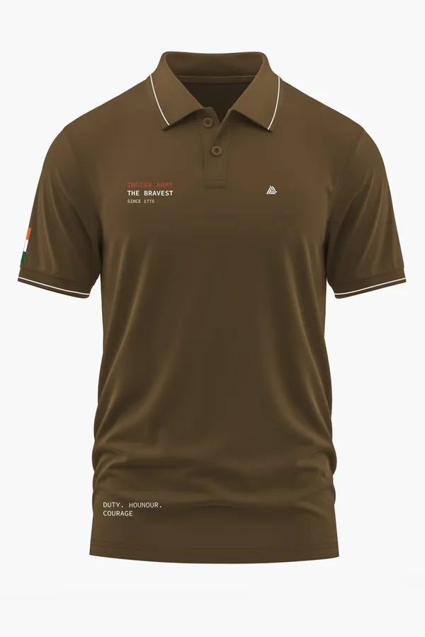 ARMY_THE_BRAVEST_POLO_T-SHIRT_-_Brown,_XXL