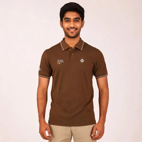 Brown_Cotton_Regular_Fit_Sikh_Regiment_Pride_Polo_T-Shirt_For_Men