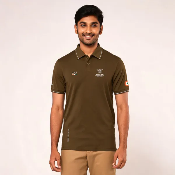 Brown_Cotton_Blend_Regular_Fit_Air_Defence_Command_Polo_T-Shirt_For_Men