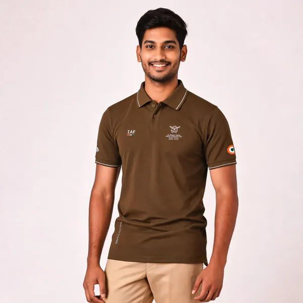 Brown_Cotton_Blend_Regular_Fit_Air_Defence_Command_Polo_T-Shirt_For_Men